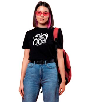Stay Wild Typography Cotton T-Shirt For Women