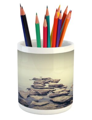 Personalized Ceramic White Pen Stand | Photo Printed Pen Stand
