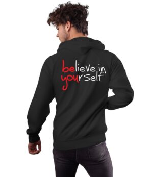 Believe in Yourself Hoodie Black Cotton For Boys