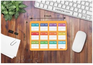 2024 Month Wise Calendar Mouse Pad for Office