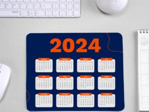 Gaming Mousepad With 2024 Calendar Blue