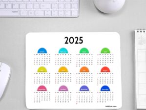 Minimalist Color 2025 Calendar 3mm Mousepad