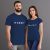 Couple T-Shirt with Custom Print Blue Color Cotton Bio Wash Fabric
